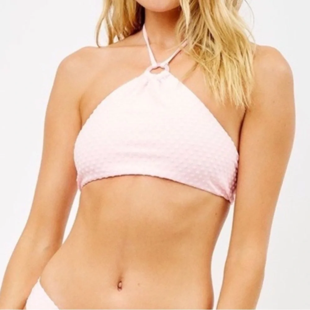 Frankie's Bikinis Lani Light Pink Textured Bikini Top only S